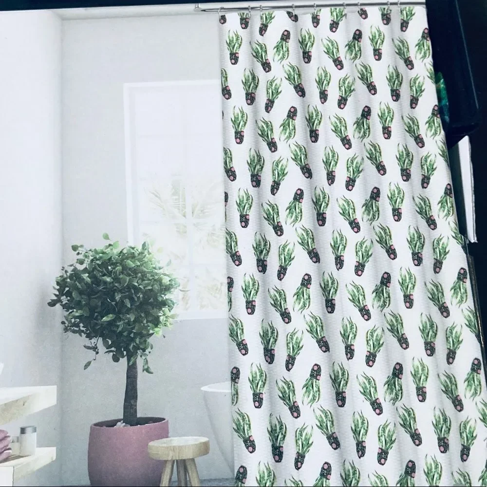 Dracaena Snake Plant Boho Botanical Plants Fabric Shower Curtain